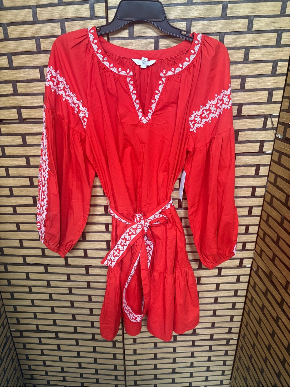 Time and tru red embroidered dress size medium